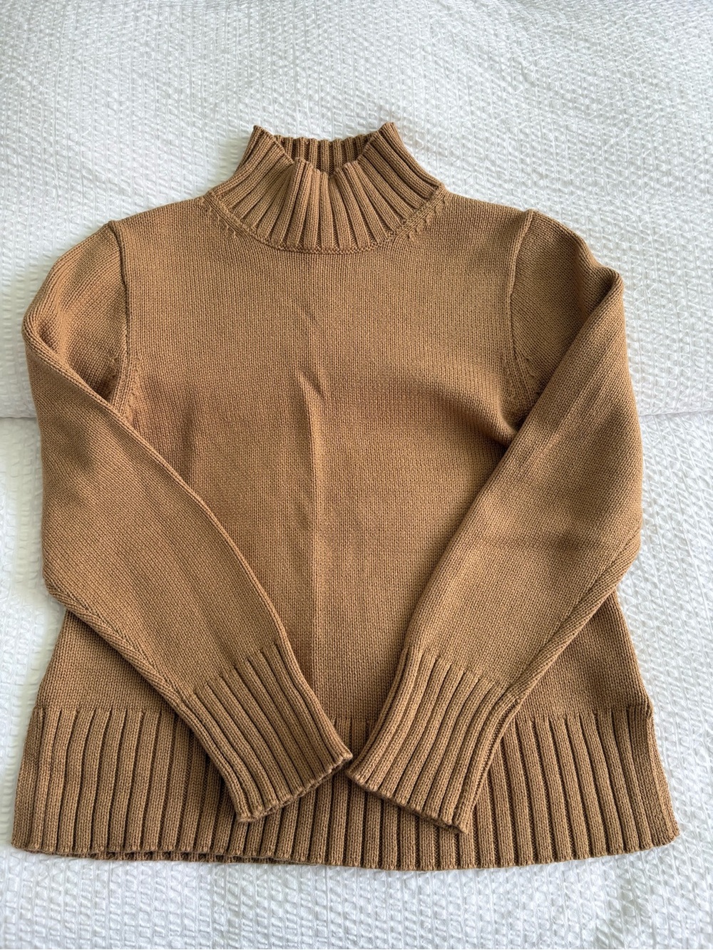 J. Crew Camel Brown Ribbed Turtleneck Sweater
